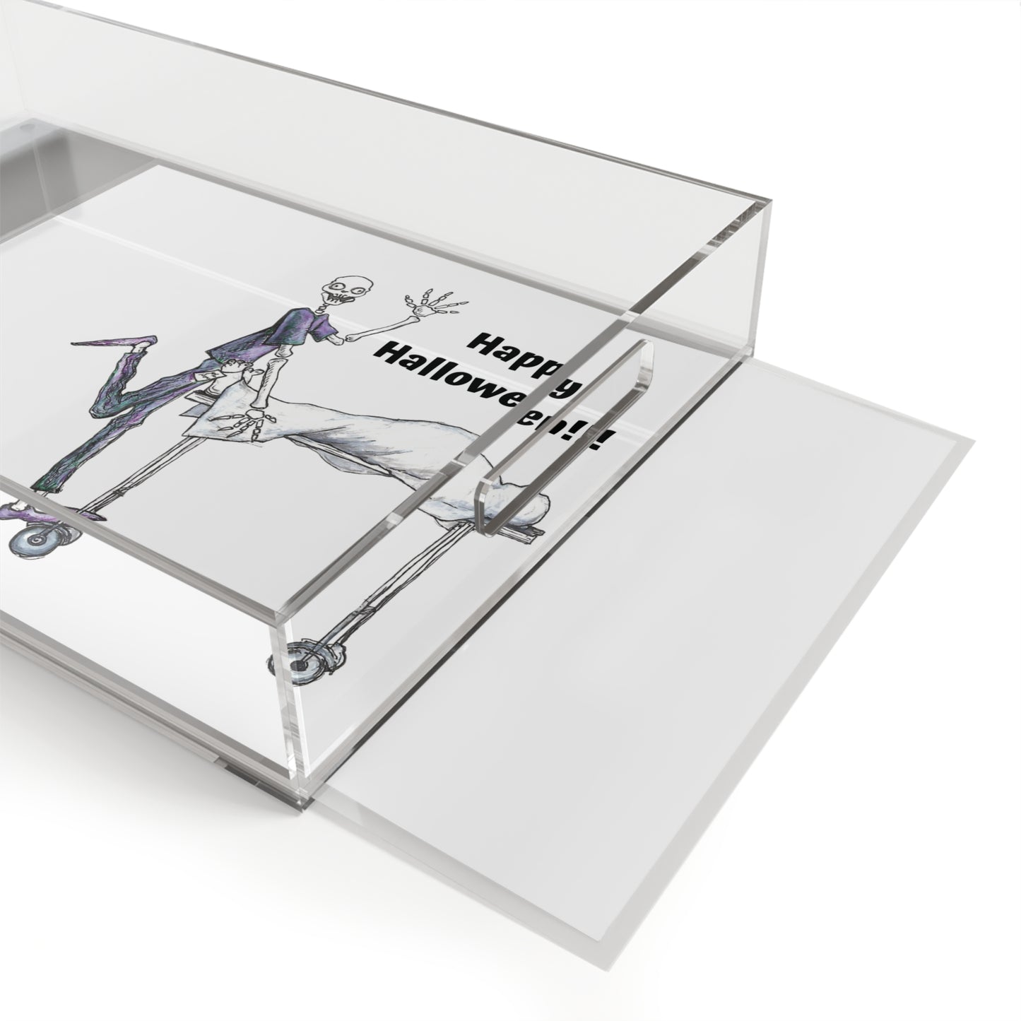 Skeleton City Morgue "Happy Halloween" Acrylic Serving Tray
