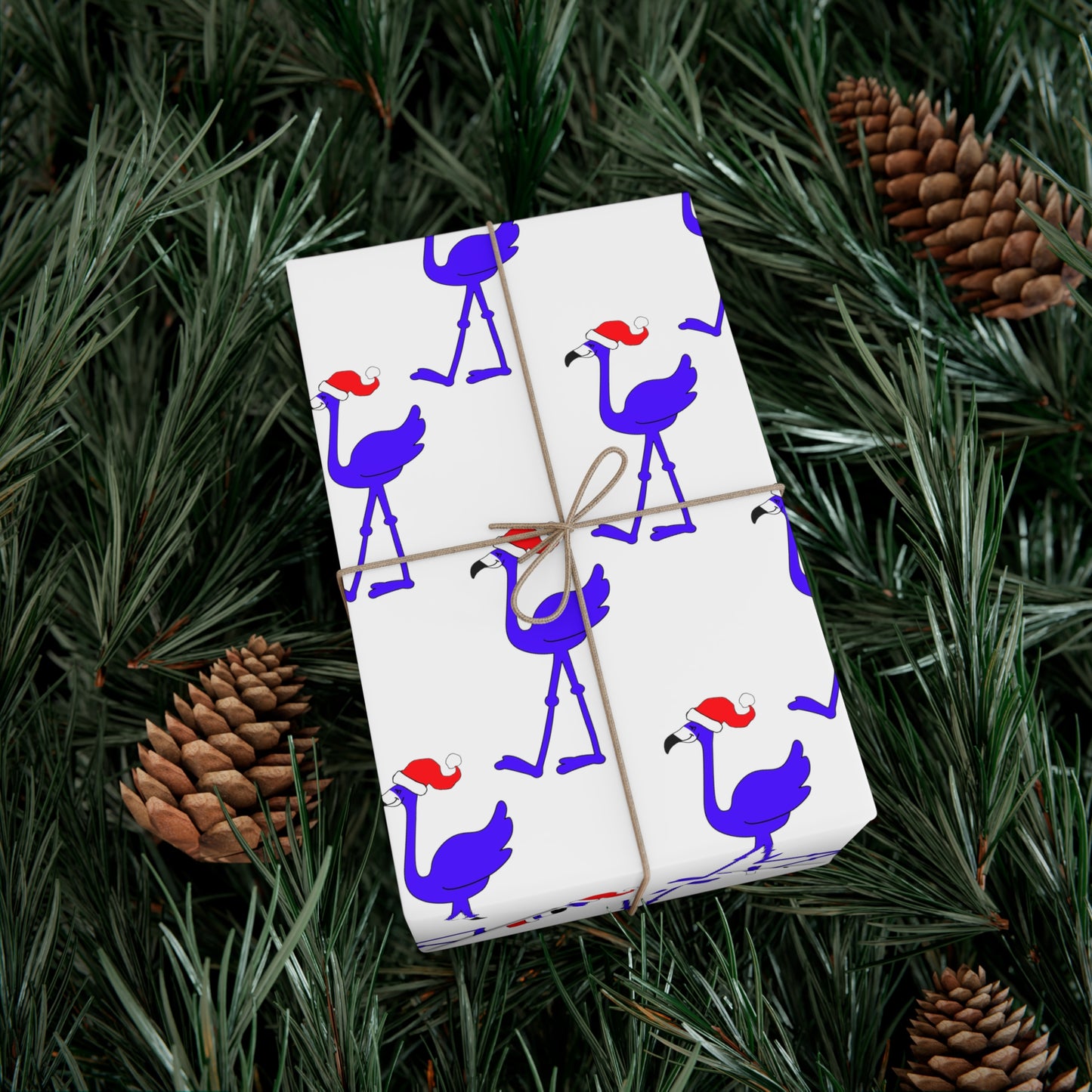 Lu Lu the Blue Flamingo Festive Gift Wrap