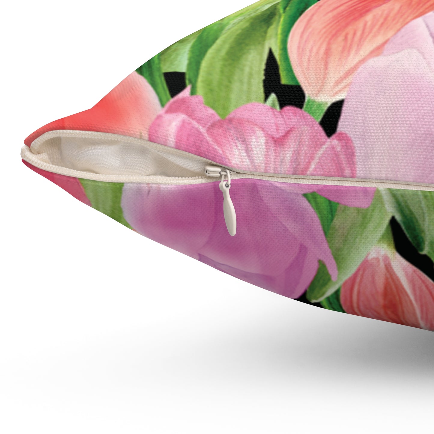 Tulip Sunrise 14"x14" Square Decorative Pillow with Black Accents - The Tulip Sunrise Collection by Miss Daisy