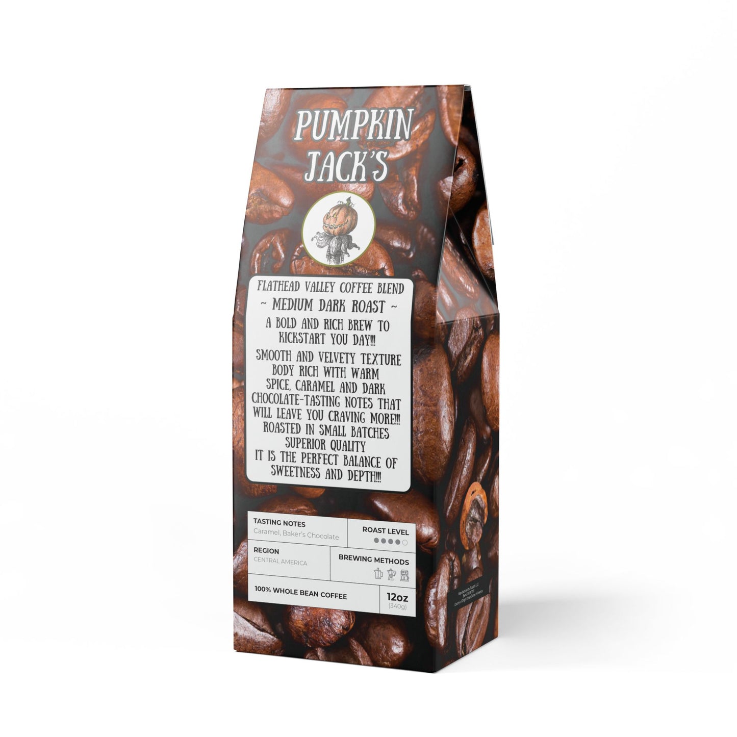Pumpkin Jack's Coffee Collection - Medium Dark Roast Flathead Valley Coffee Blend 12oz