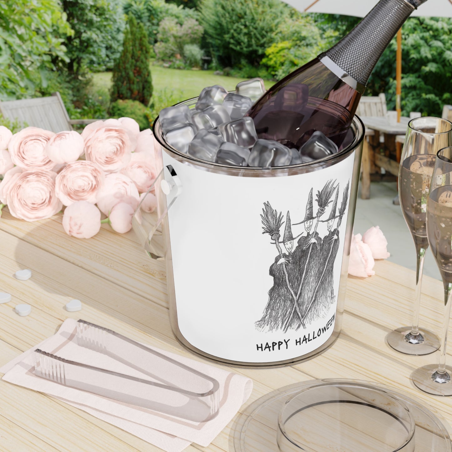 Happy Halloween Witches' Ice Bucket with Tongs