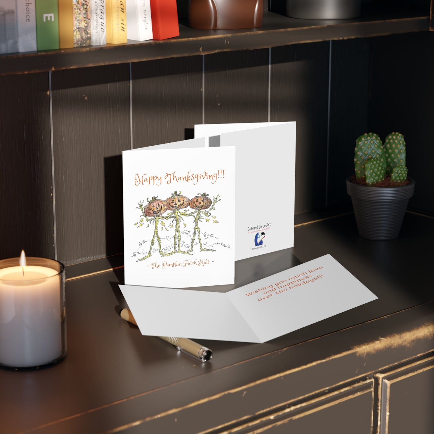 "Happy Thanksgiving" from the Pumpkin Patch Kids - The Thanksgiving Holiday Greeting Cards (8, 16, and 24 pcs)