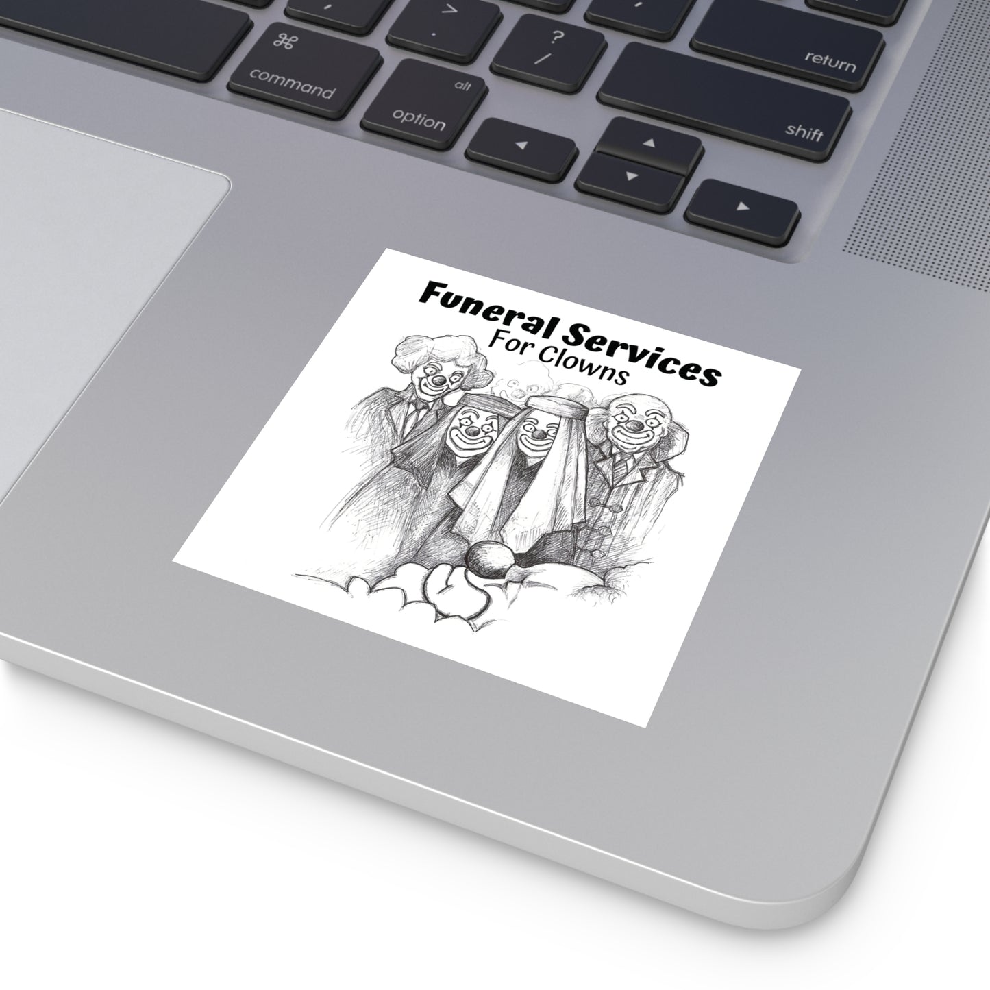 "Funeral Services for Circus Clowns' Halloween Indoor & Outdoor Square Kiss-Cut Vinyl Sticker