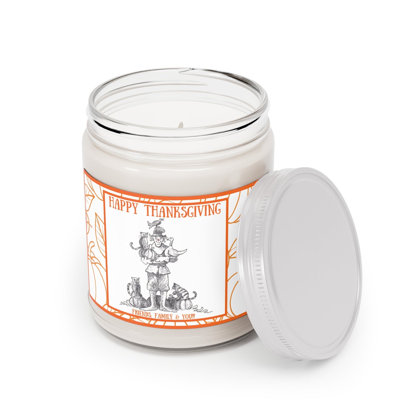 "Friends, Family & You" Happy Thanksgiving Pumpkinville Candle - Comfort Spice Scent Aromatherapy 9oz Candle
