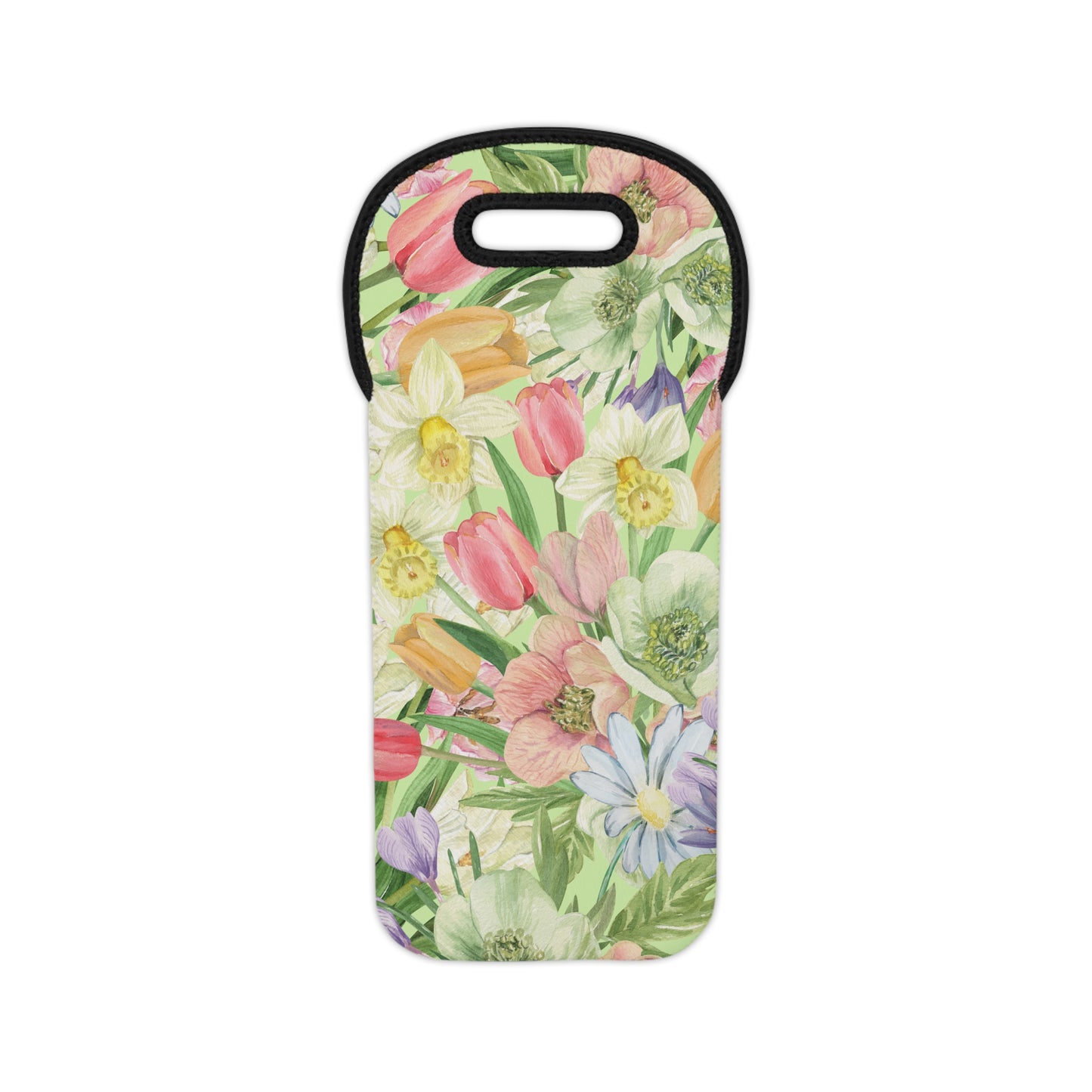 Spring Floral Wine Tote Bag by Miss Daisy