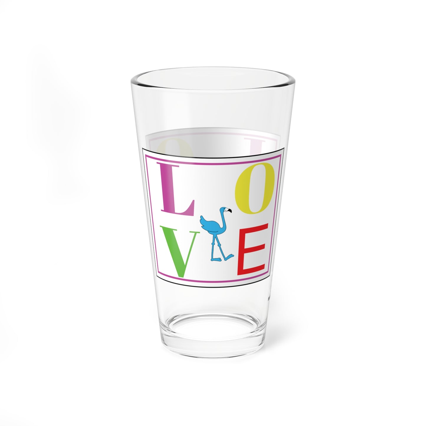 Lu Lu The Blue Flamingo's "LOVE" 16oz Glass & Shaker Cup