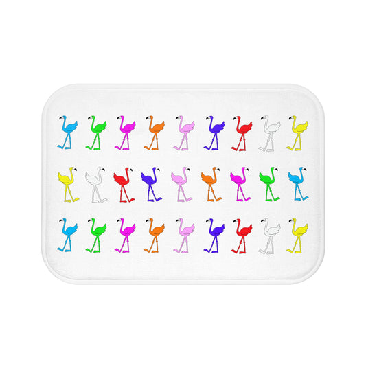 Lu Lu's Rainbow Flamingo Club Memory Foam Microfiber Bath Mat