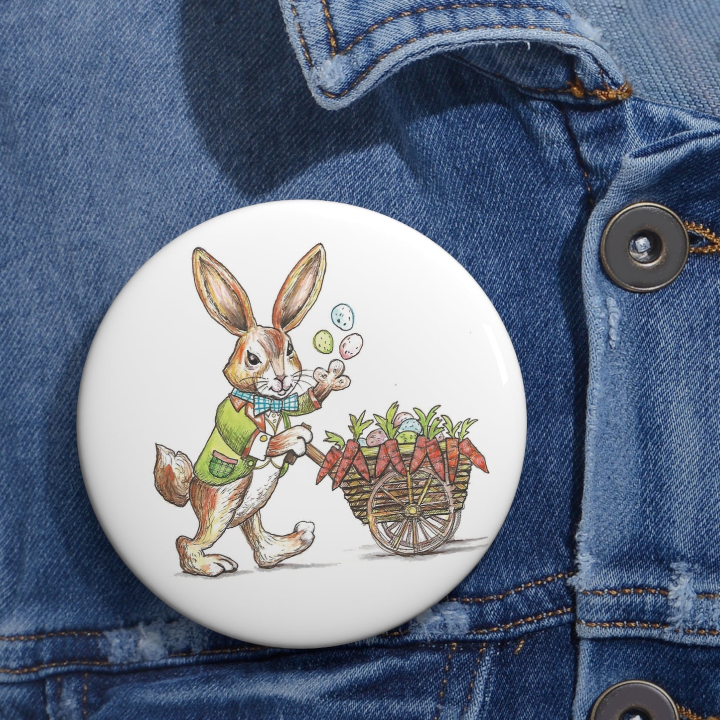 Peter Cottontail Easter 3 Inch Pin Button