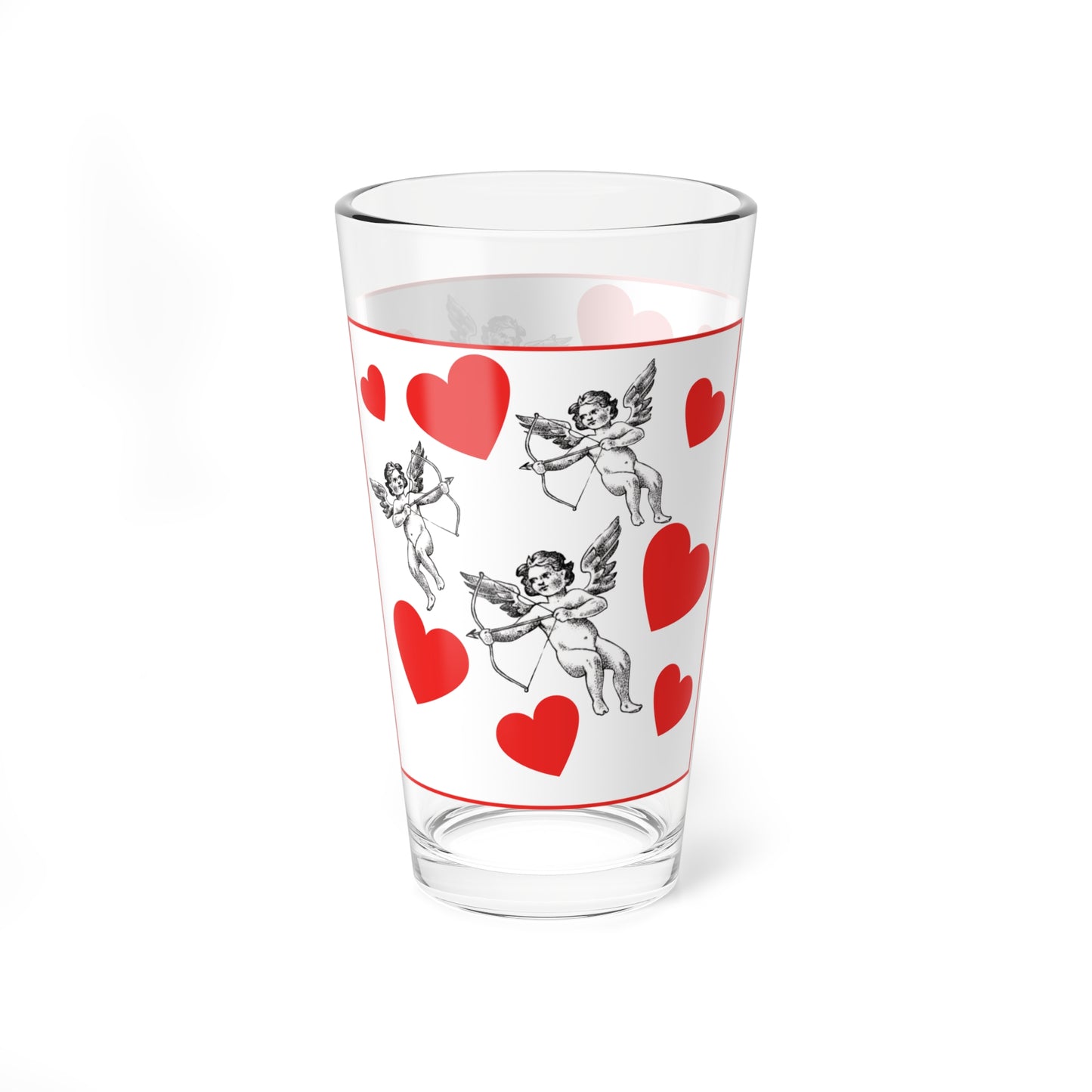 Cupid & Hearts Valentine 16oz Glass Cup