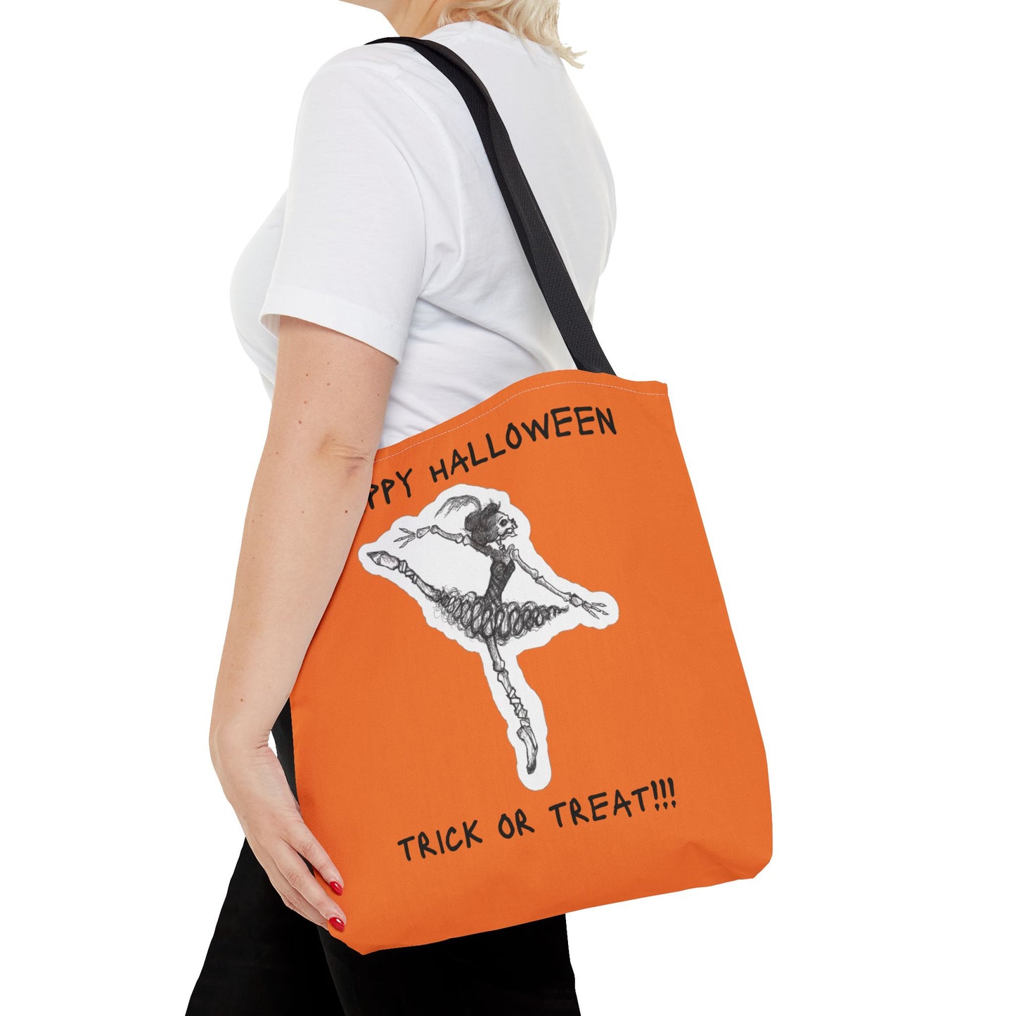 PRIMA BALLERINA - A Skeleton's Happy Halloween Trick or Treat Candy Tote Bag for all dancers!!!