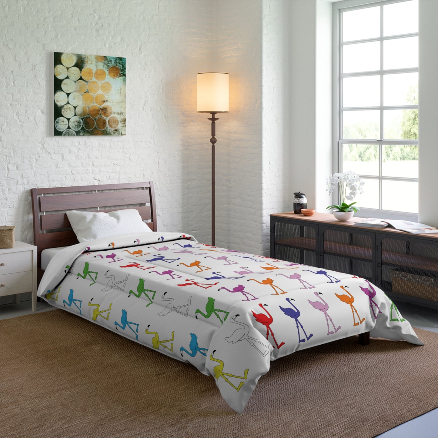 Rainbow Flamingo Club Bed Comforter by Lu Lu