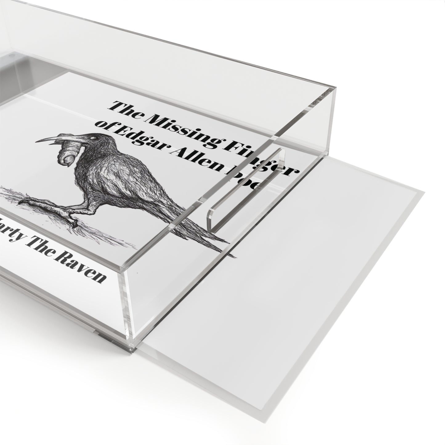 Marty the Raven and "The Missing Finger of Edgar Allan Poe" Halloween Acrylic Serving Tray