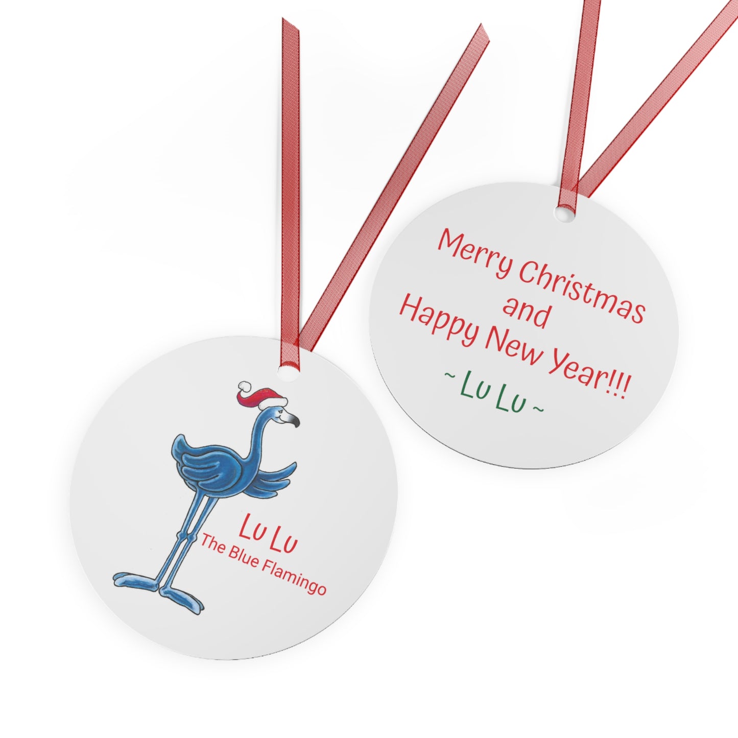 LU LU THE BLUE FLAMINGO Metal Christmas Tree Ornament