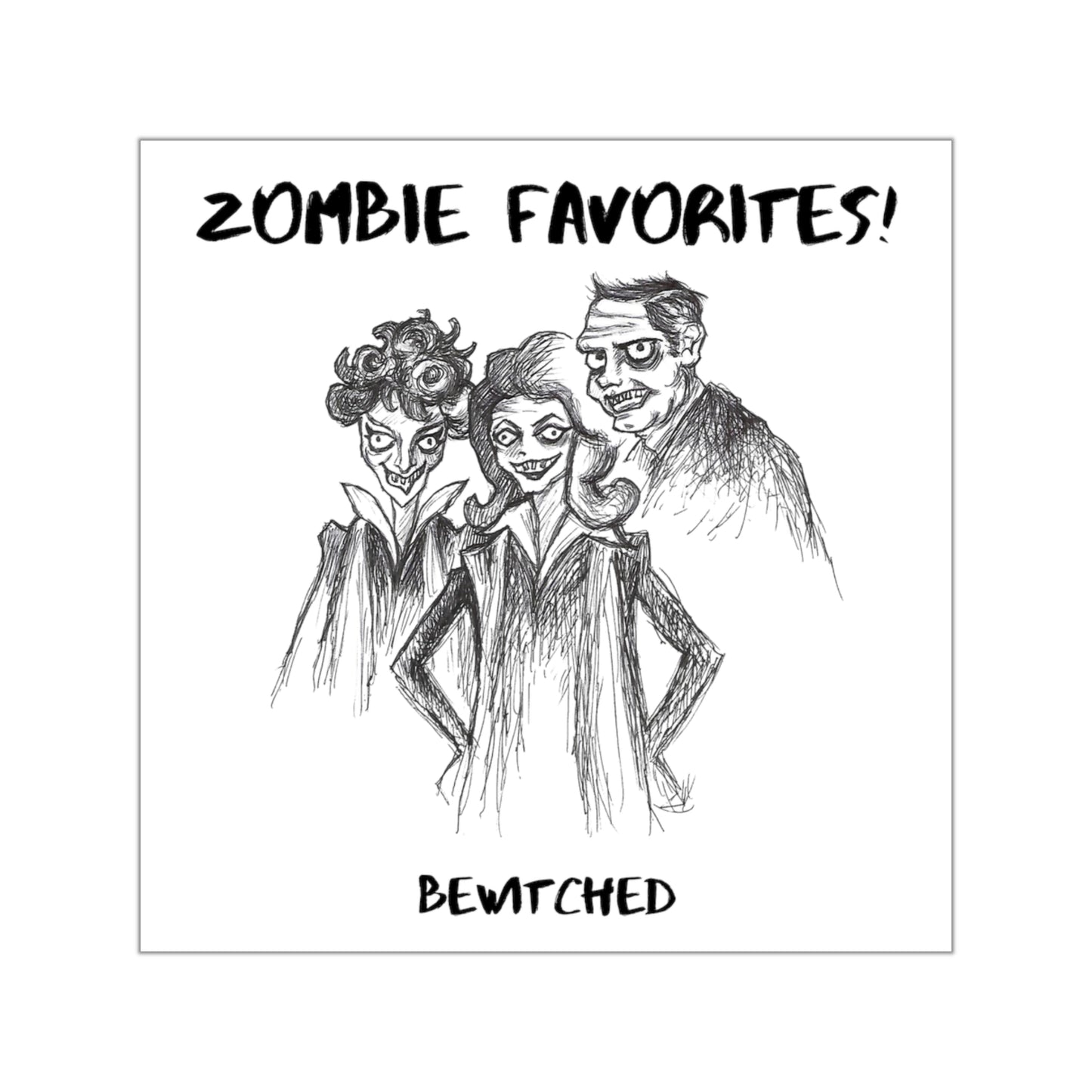 ZOMBIE FAVORITES - BEWITCHED Halloween Indoor & Outdoor Square Kiss-Cut Vinyl Sticker