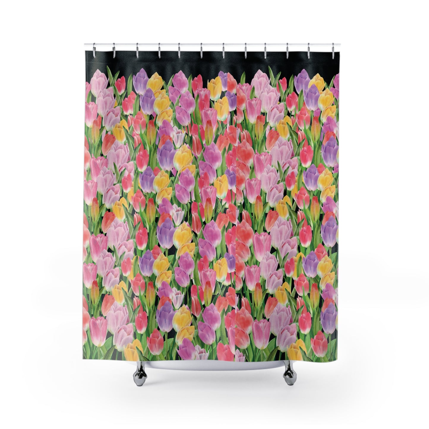 Tulip Sunrise Shower Curtain with Black Accents - The Tulip Sunrise Collection by Miss Daisy