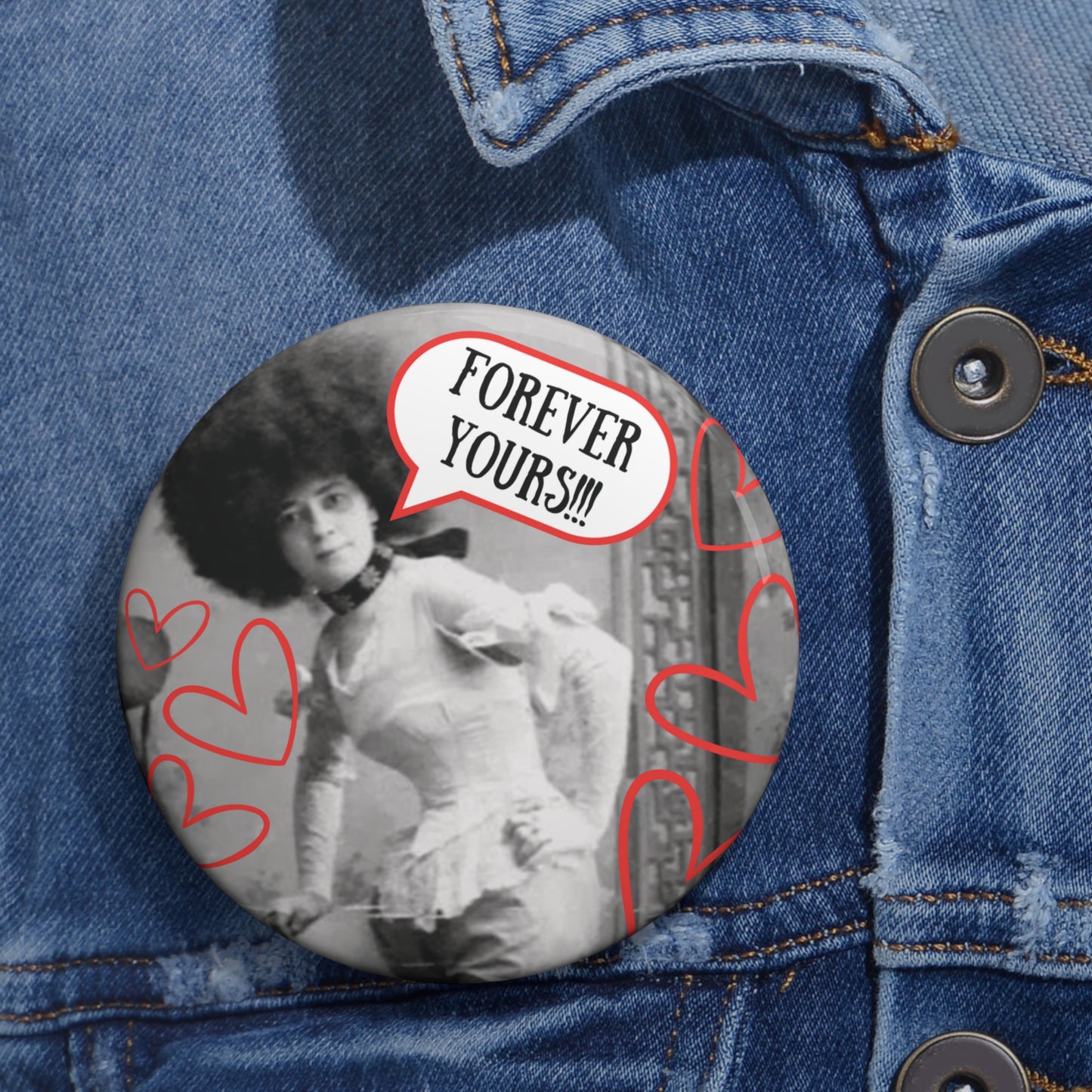 Vintage "Forever Yours!!!" Valentine Pin Button
