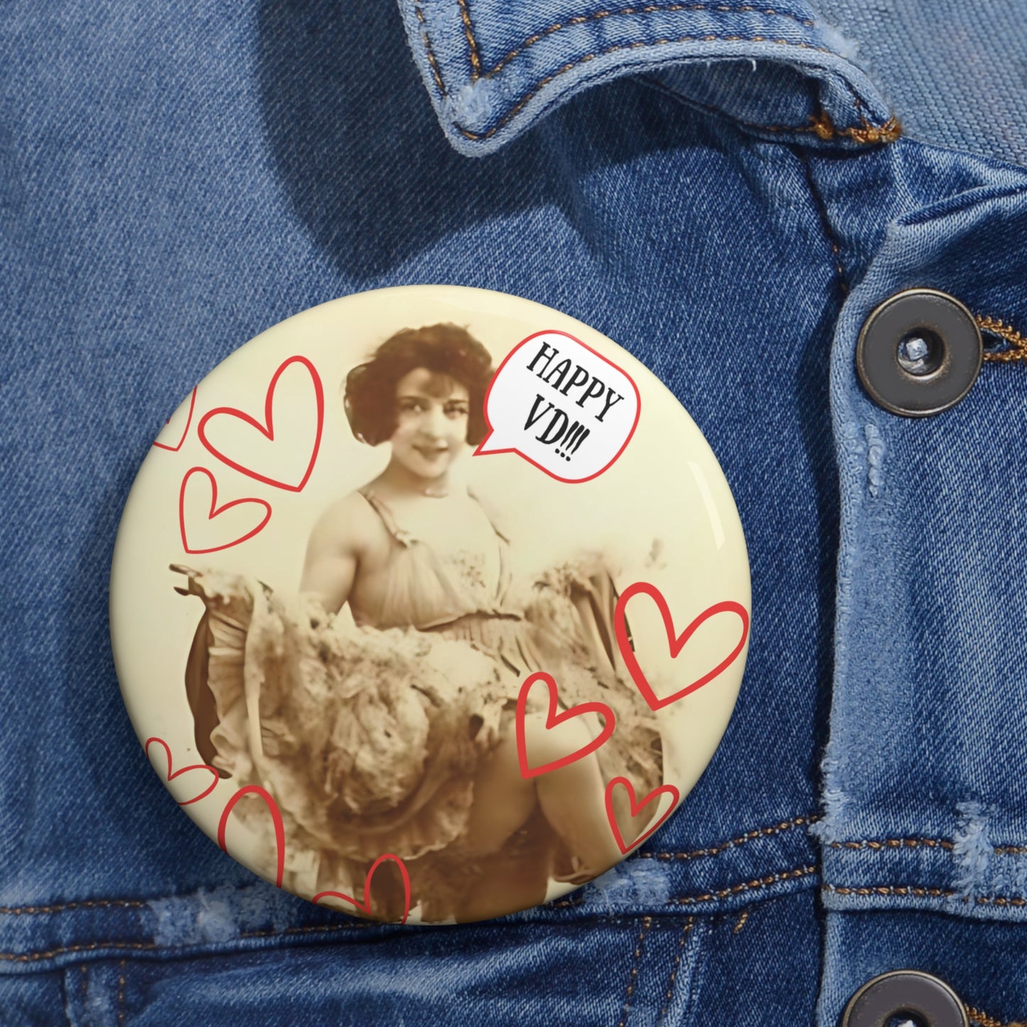 Vintage "Happy VD!!!" Valentine Pin Button
