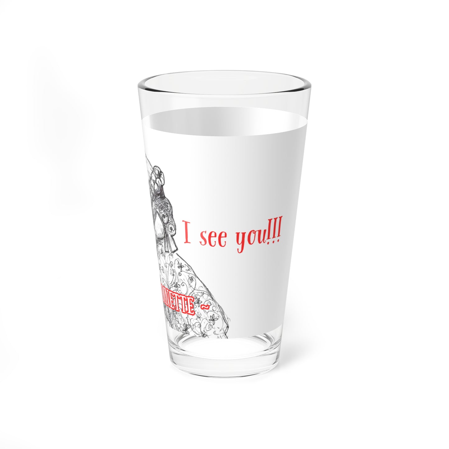 Headless Marie Antoinette - "Peekaboo... I see you!!!" Halloween 16oz Glass Cup