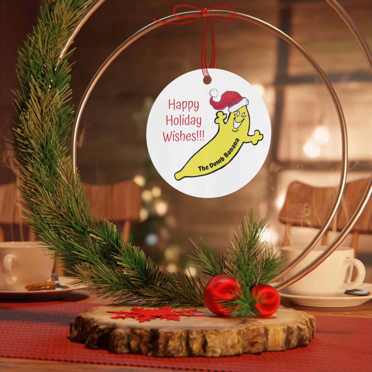 THE DUMB BANANA Christmas Tree Metal Ornament