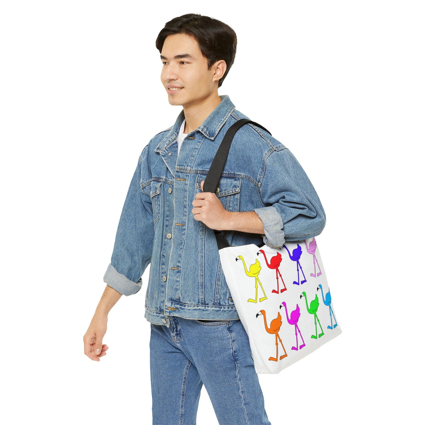 Flamingos Come In All Colors Adjustable Tote Book Bag