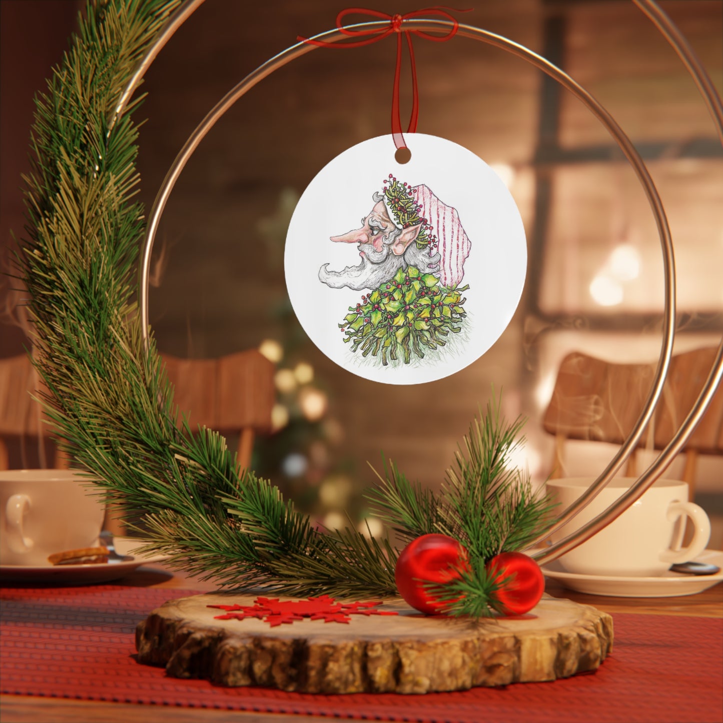 Festive Helper Christmas Tree Metal Ornament