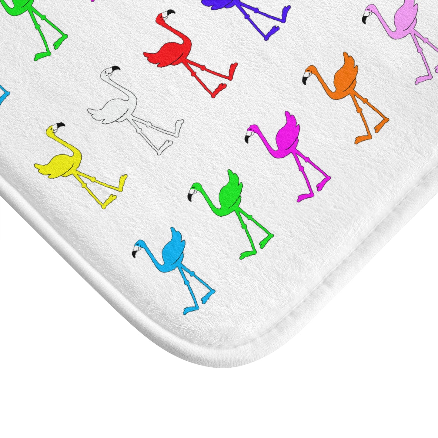 Lu Lu's Rainbow Flamingo Club Memory Foam Microfiber Bath Mat