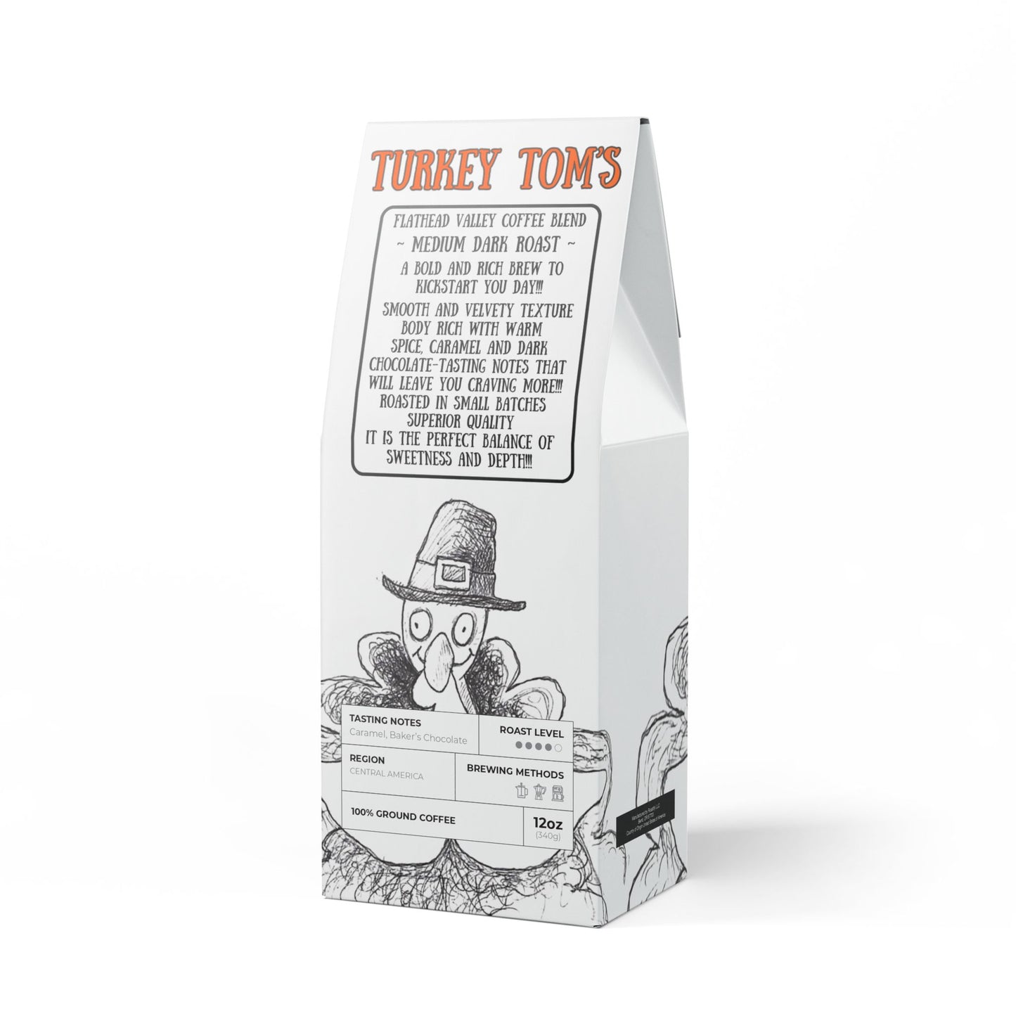 Turkey Tom's Coffee Collection - Medium Dark Roast Flathead Valley Coffee Blend 12oz