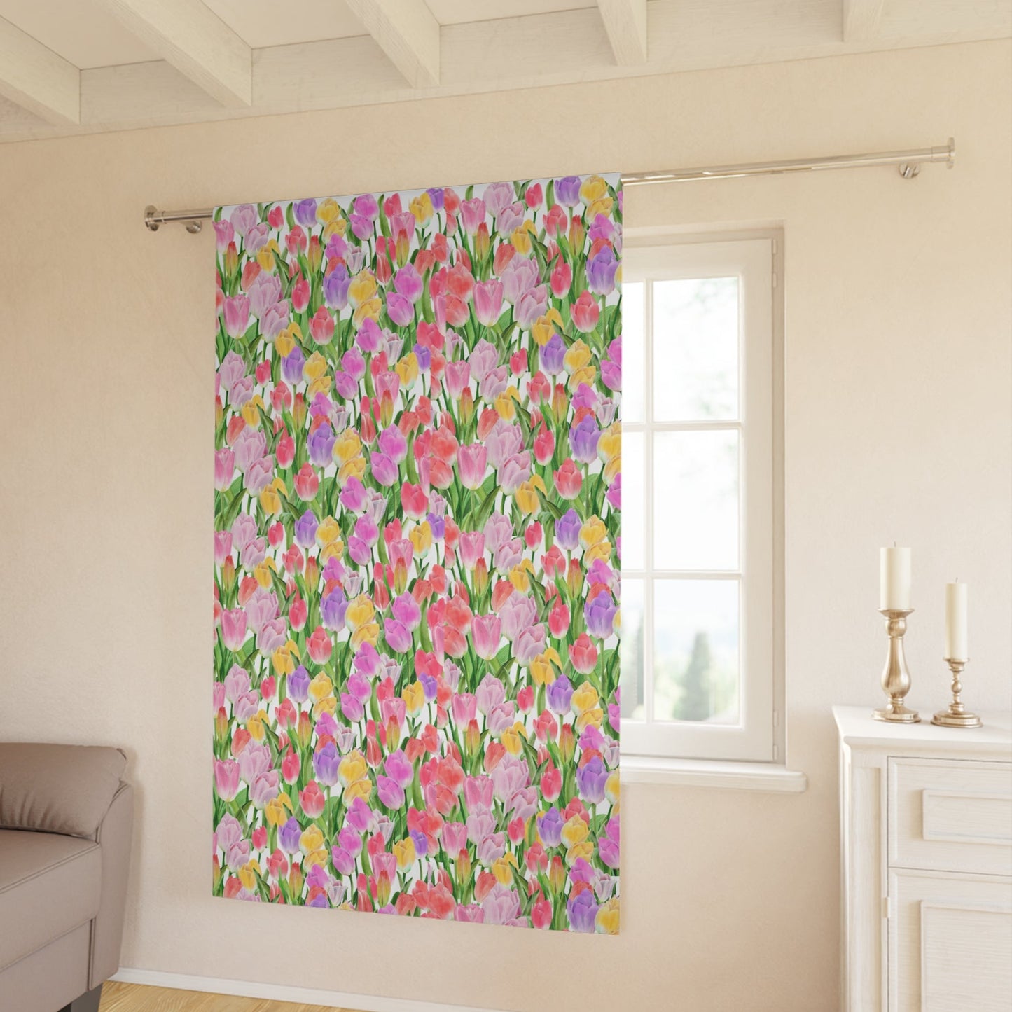 Tulip Sunrise Curtain with White Accents - The Tulip Sunrise Collection by Miss Daisy