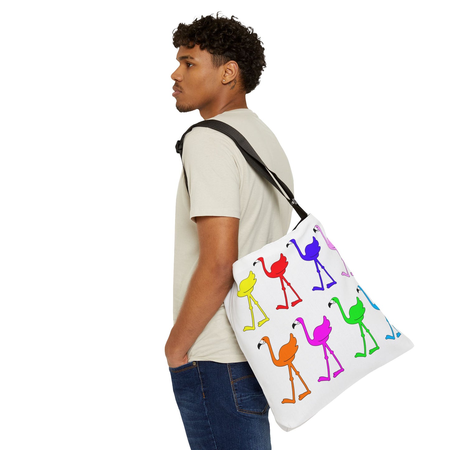Flamingos Come In All Colors Adjustable Tote Book Bag
