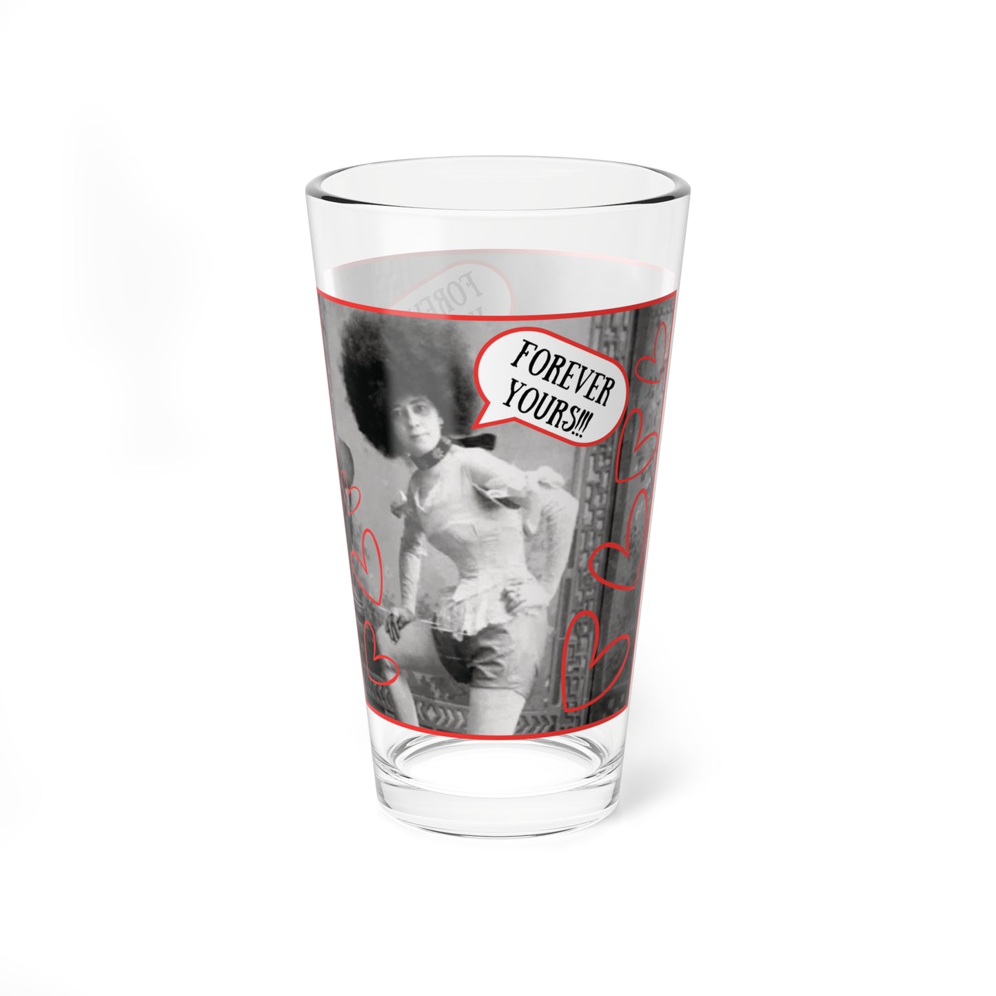 Vintage and Whimsically Fun "Forever Yours" Valentine 16oz Glass Cup