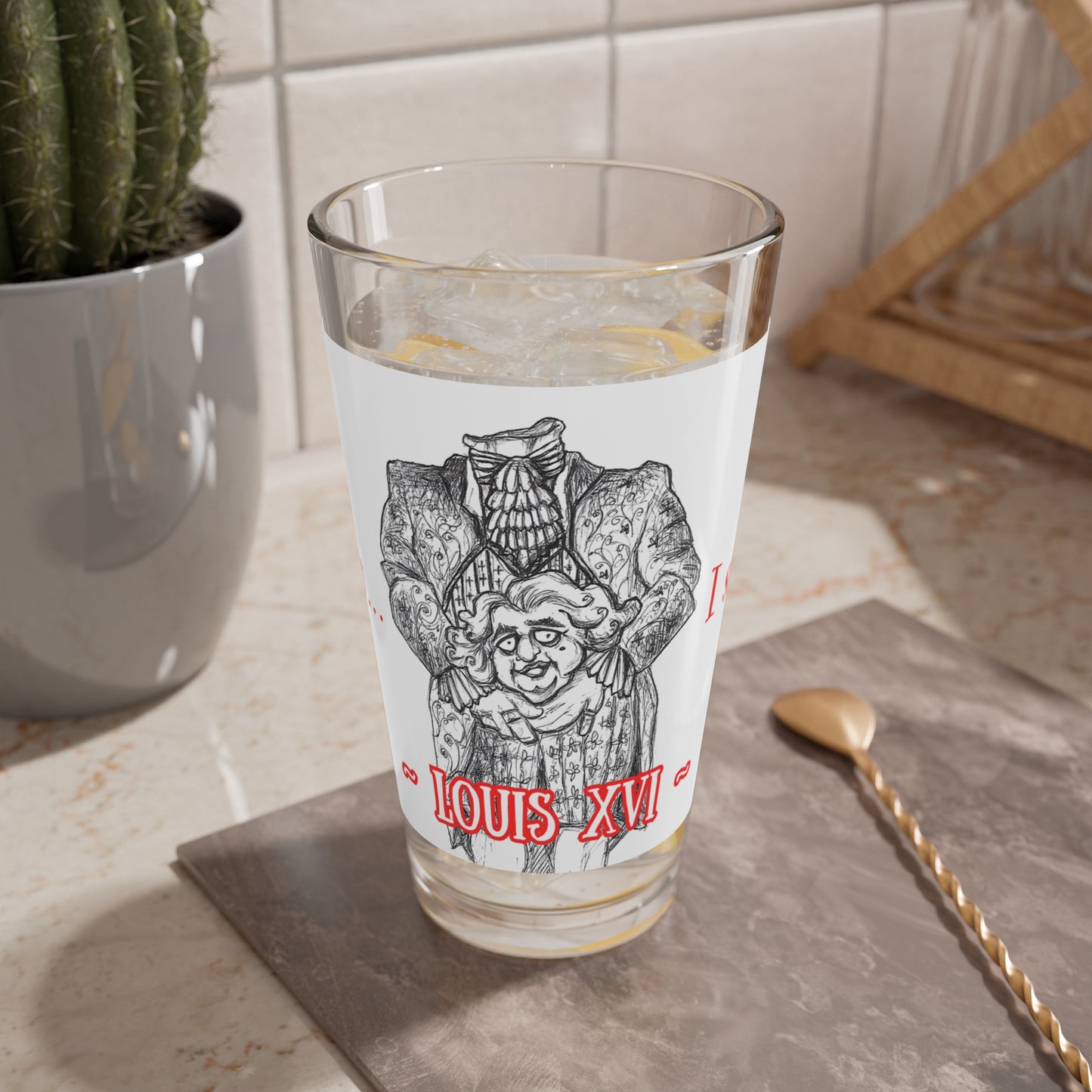 Headless King Louis XVI - "Peekaboo... I see you!!!" Halloween 16oz Glass Cup