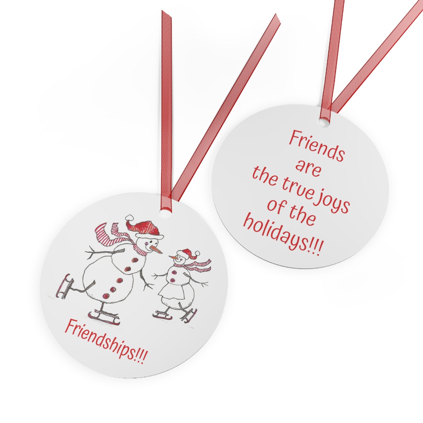 "FRIENDSHIPS" Christmas Tree Metal Ornament with Frosty the Snowman
