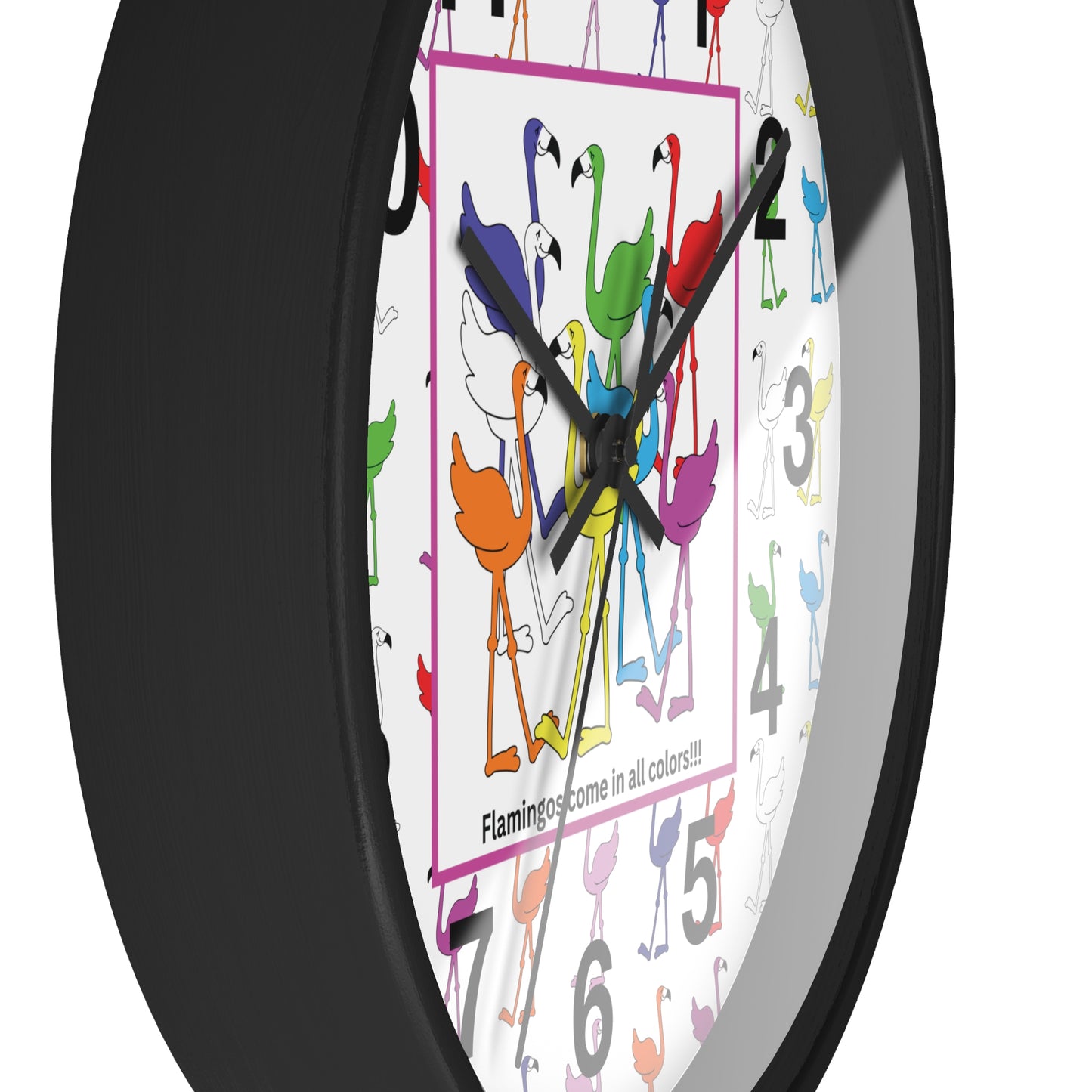 "Flamingos Come In All Colors" Wall Clock by Lu Lu