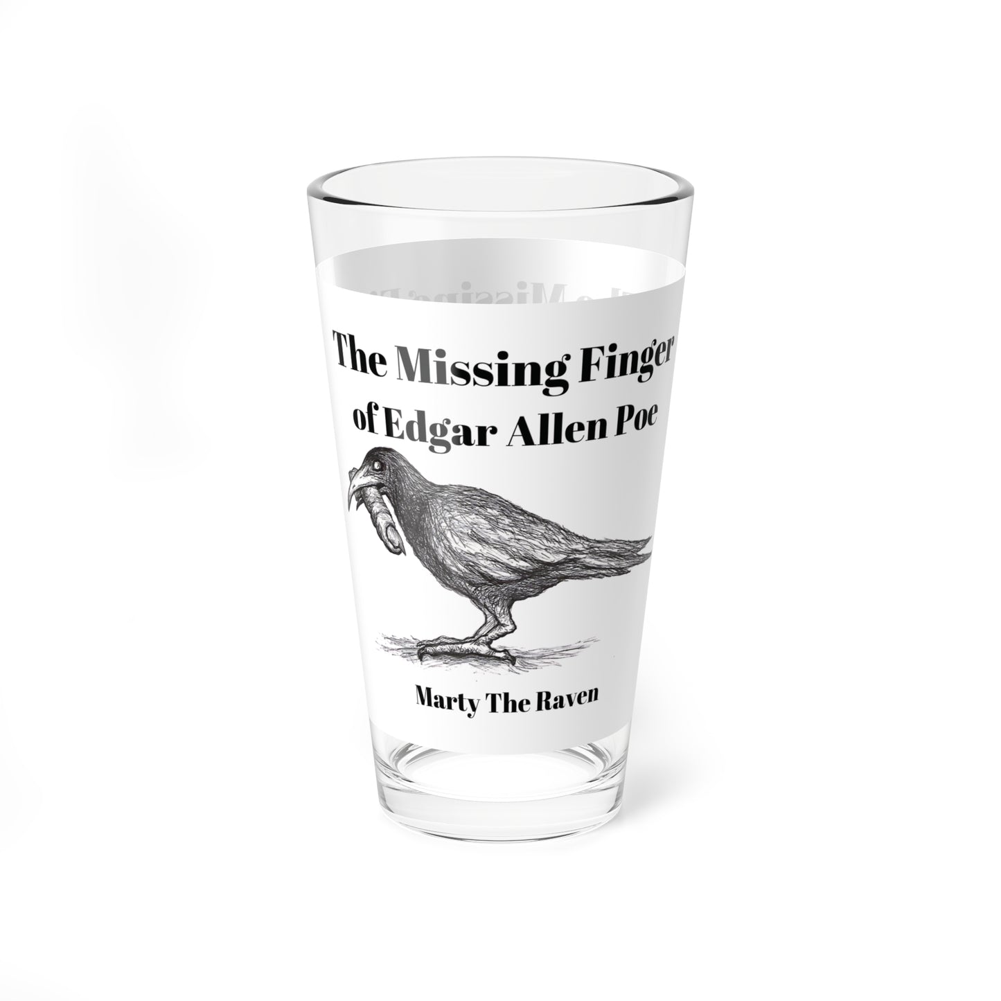 Marty the Raven "The Missing Finger of Edgar Allan Poe!!!" Halloween 16oz Glass Cup