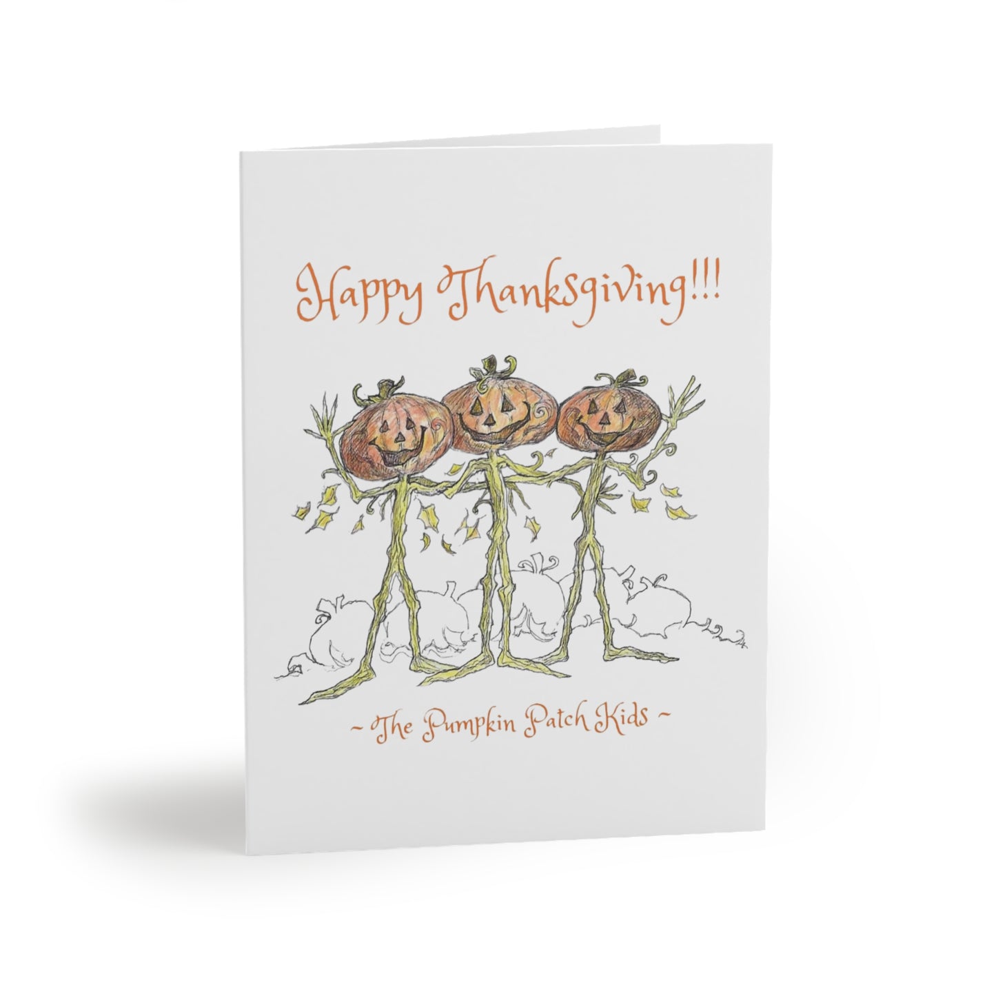 "Happy Thanksgiving" from the Pumpkin Patch Kids - The Thanksgiving Holiday Greeting Cards (8, 16, and 24 pcs)
