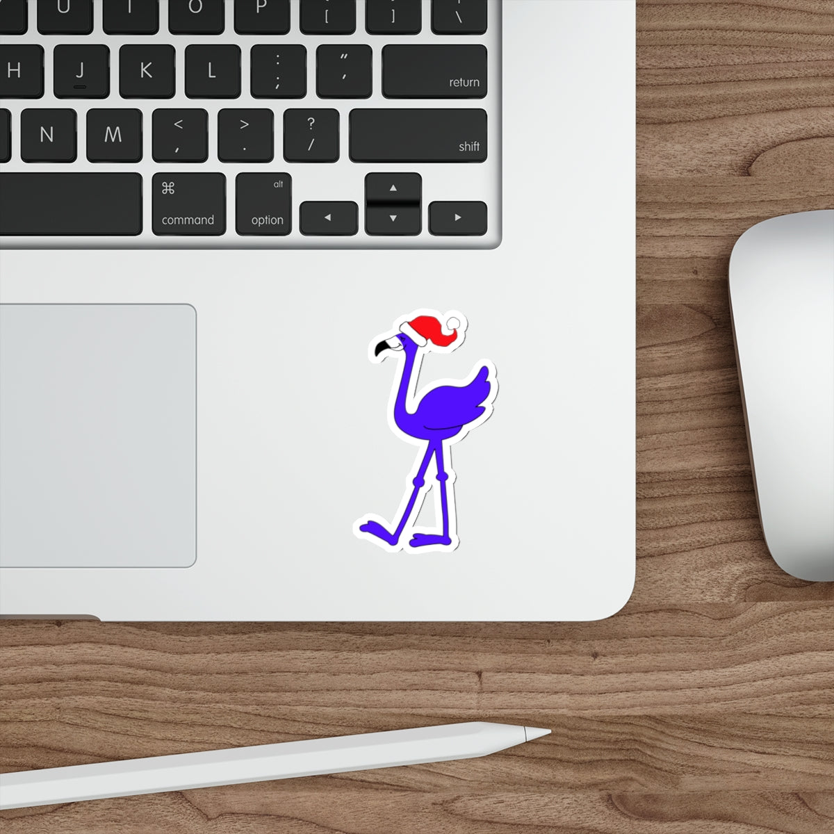 Lu Lu The Blue Flamingo Christmas Die-Cut Sticker