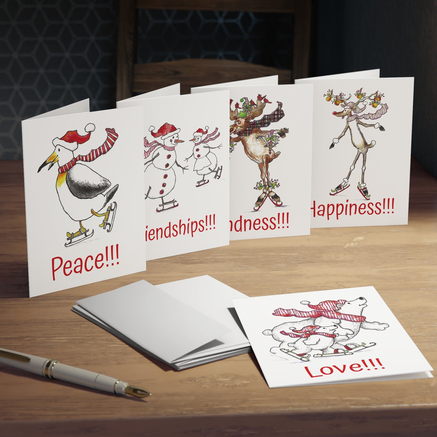 Friends of Santa's Christmas Greeting Card Set (5-Pack Multiple Designs)