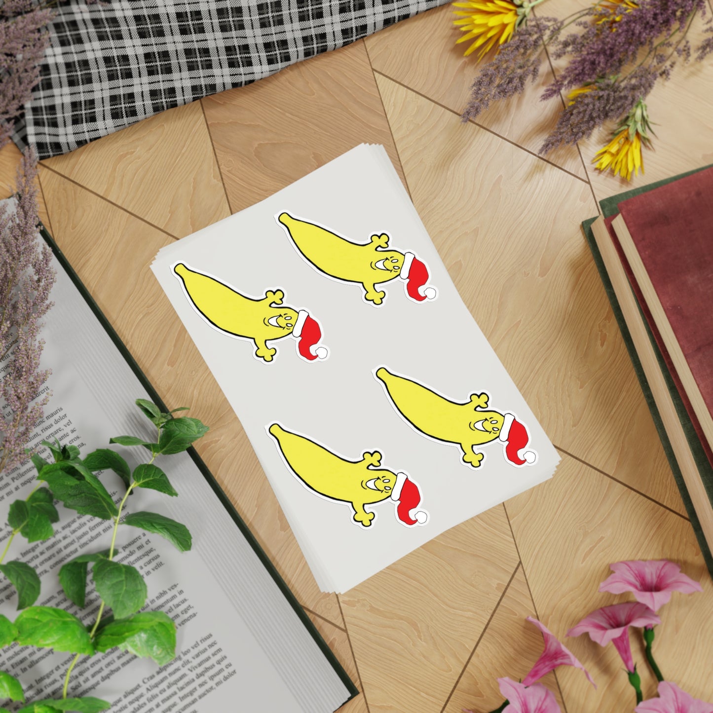 The Dumb Banana "Santa Banana" Die-Cut Christmas Sticker Sheet Bundle, 5 Sheets