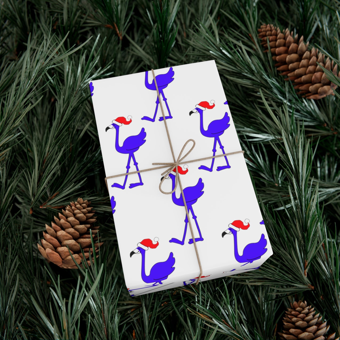Lu Lu the Blue Flamingo Festive Gift Wrap