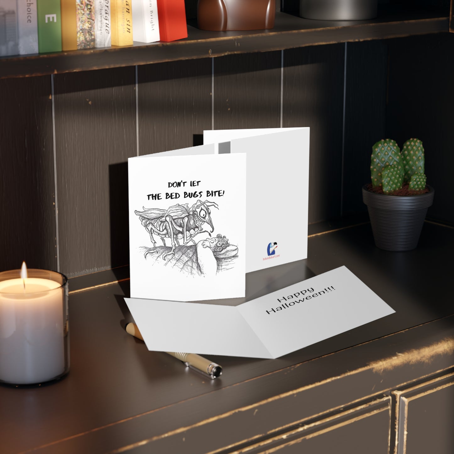 "Don't Let the Bed Bugs Bite!!!" - The Happy Halloween Greeting Cards (8, 16, and 24 pcs) for all bed bugs from Mars!!!