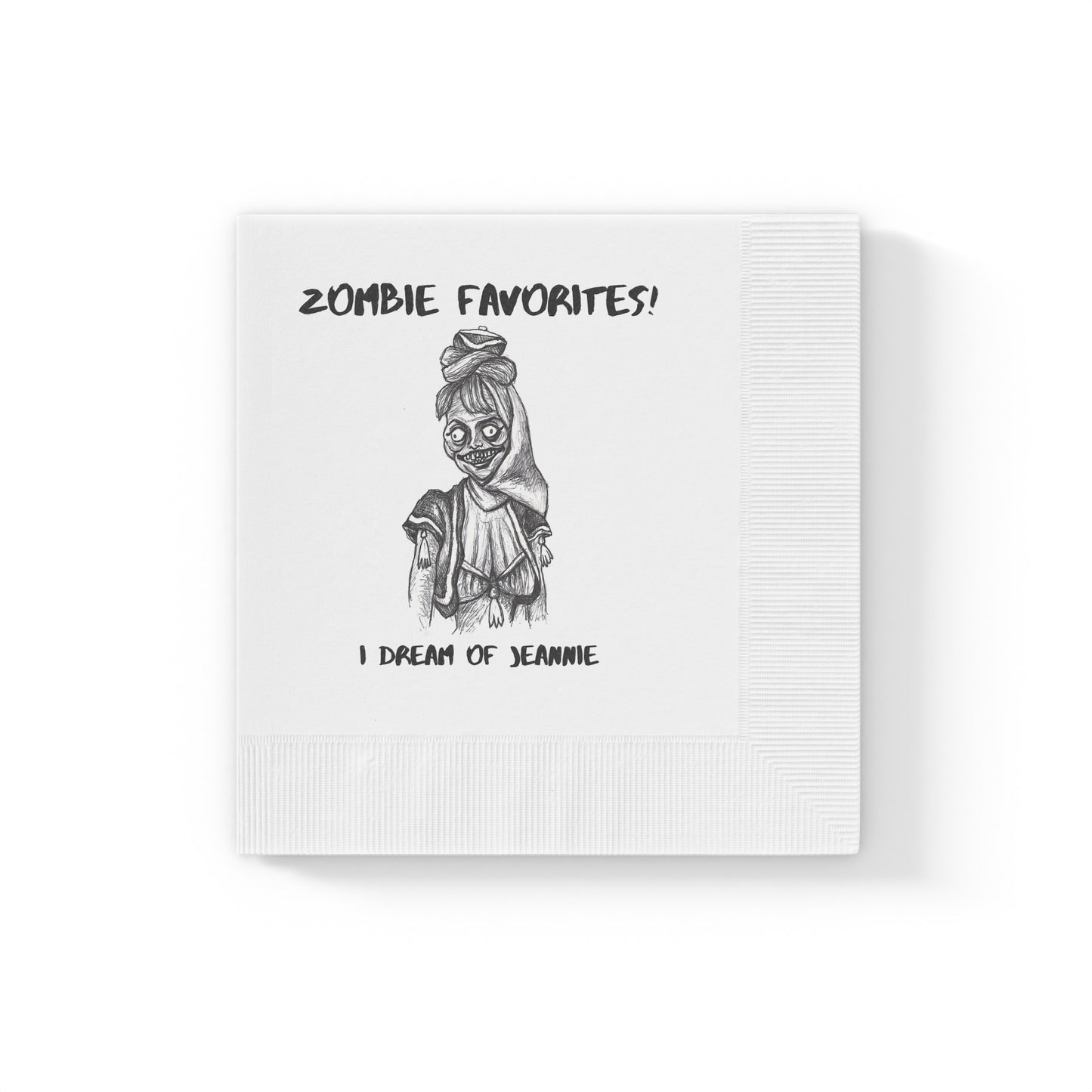 Zombie Favorites - "I Dream of Jeannie" Halloween White Coined Napkins