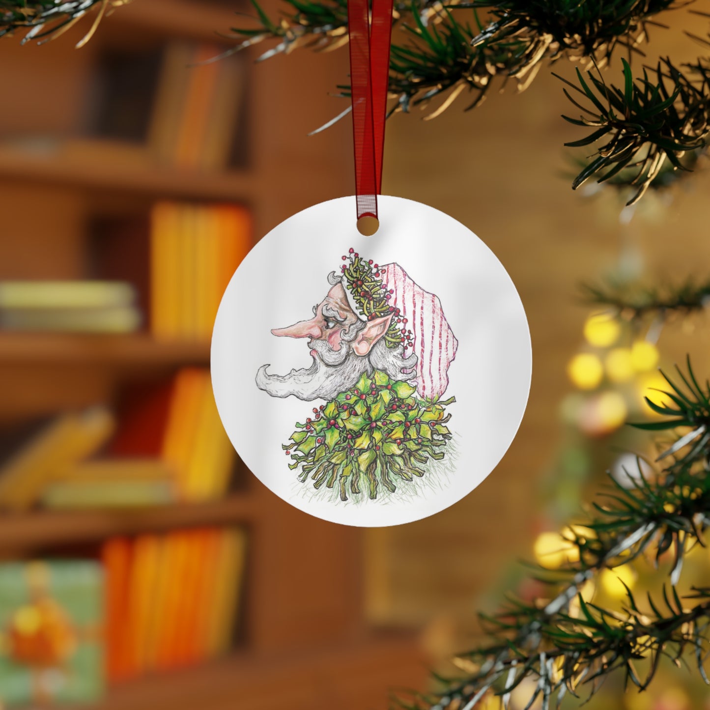 Festive Helper Christmas Tree Metal Ornament