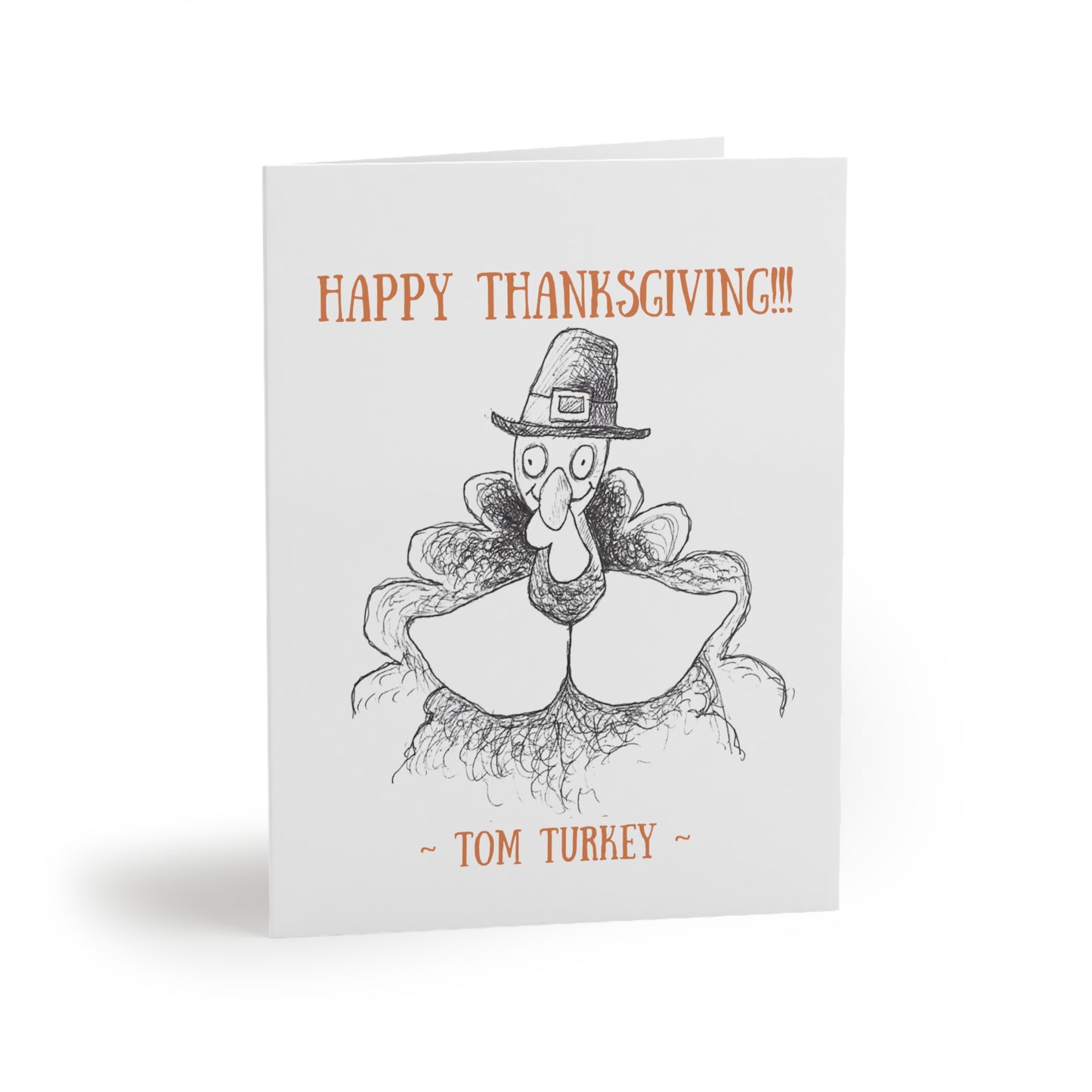 Tom Turkey's "Gobble Gobble Gobble!!!" Thanksgiving Holiday Greeting Cards (8, 16, and 24 pcs)