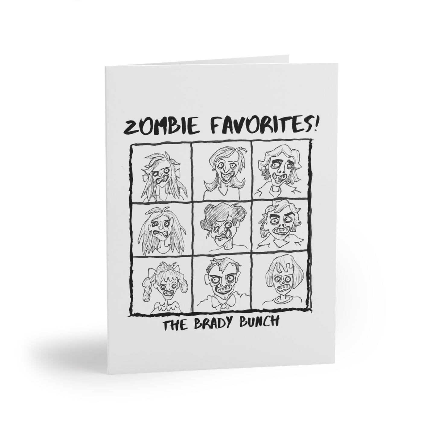 The Brady Bunch - A ZOMBIE FAVORITES Halloween Greeting Cards (8, 16, and 24 pcs) for all wholesome zombie families!!!