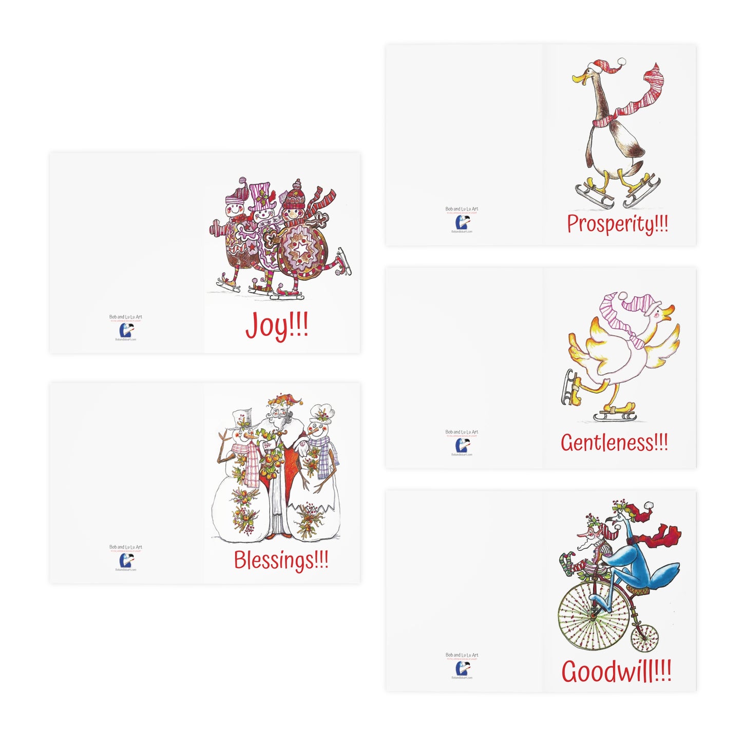 Christmas Greeting Card Set from Santa and Friends (5-Pack Multiple Designs)