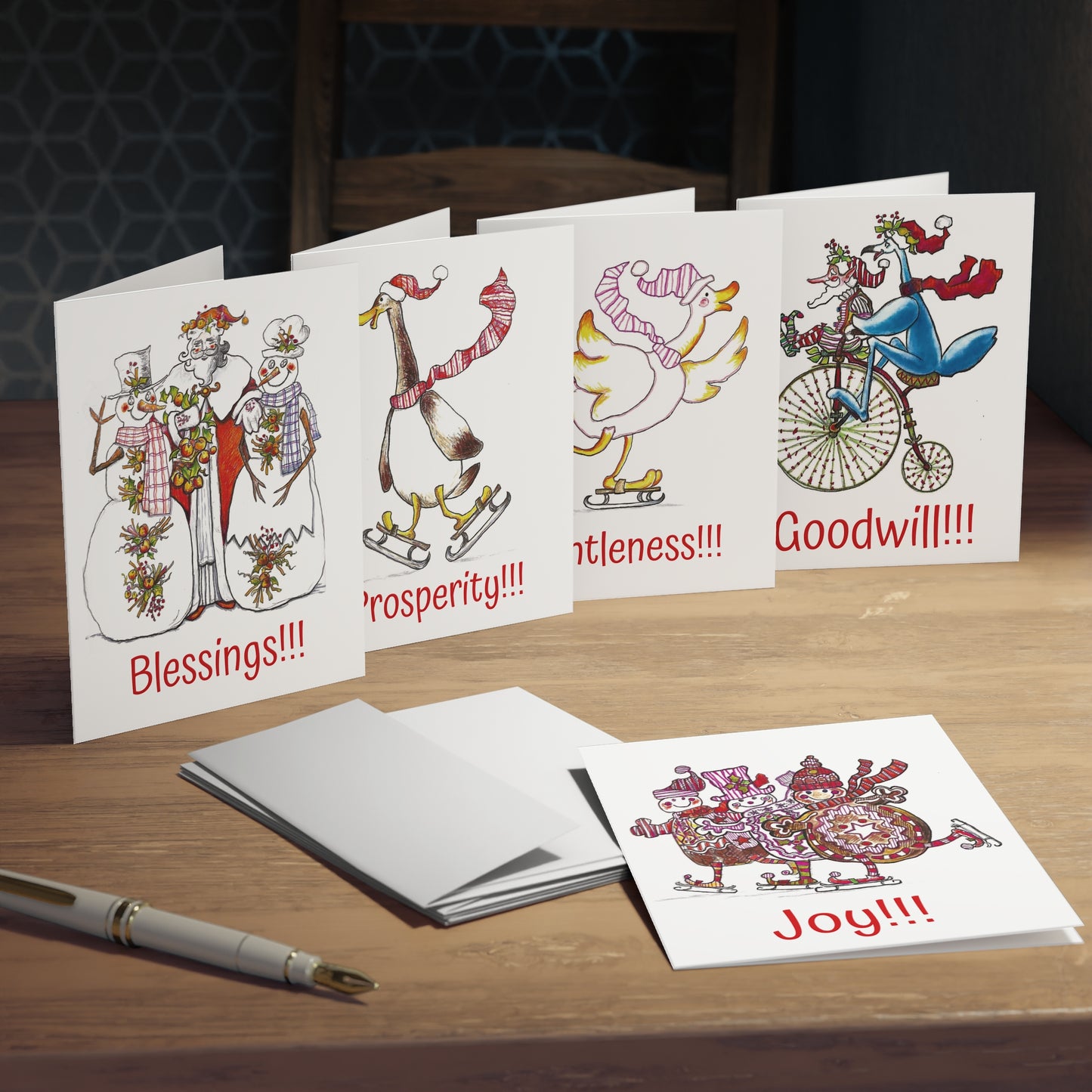 Christmas Greeting Card Set from Santa and Friends (5-Pack Multiple Designs)