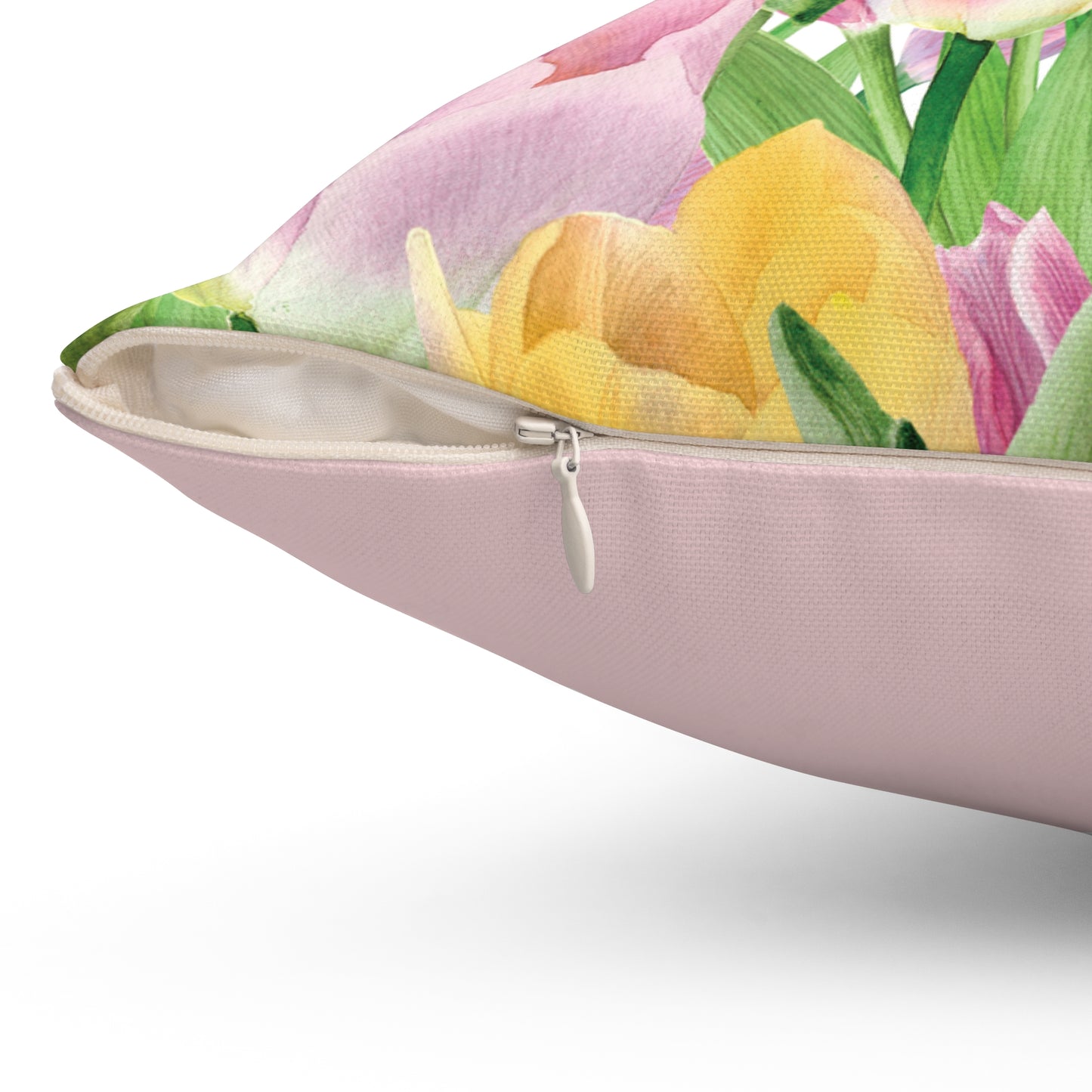 Tulip Sunrise 14"x14" Square Decorative Pillow with White Accents - The Tulip Sunrise Collection by Miss Daisy