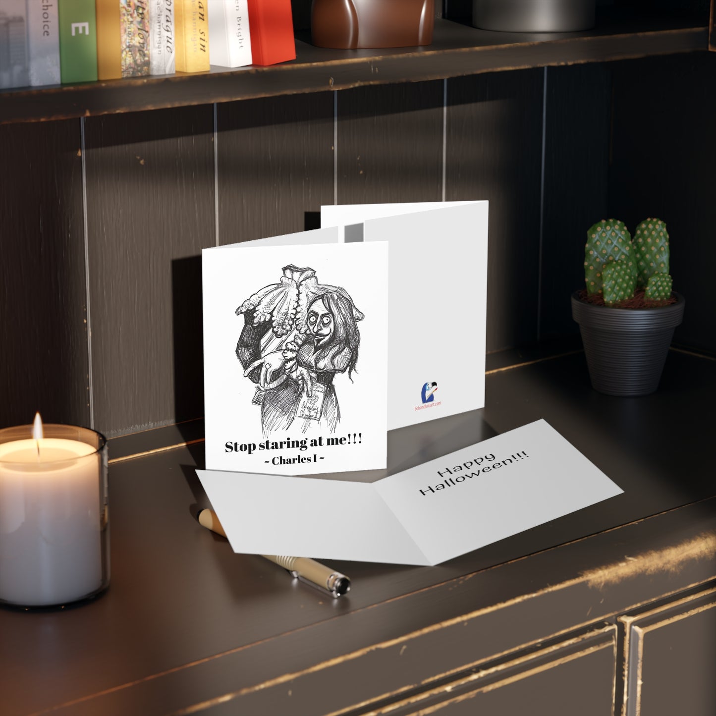 Headless King Charles 1 - The Happy Halloween Greeting Cards (8, 16, and 24 pcs) for people who can't help but stare!!!