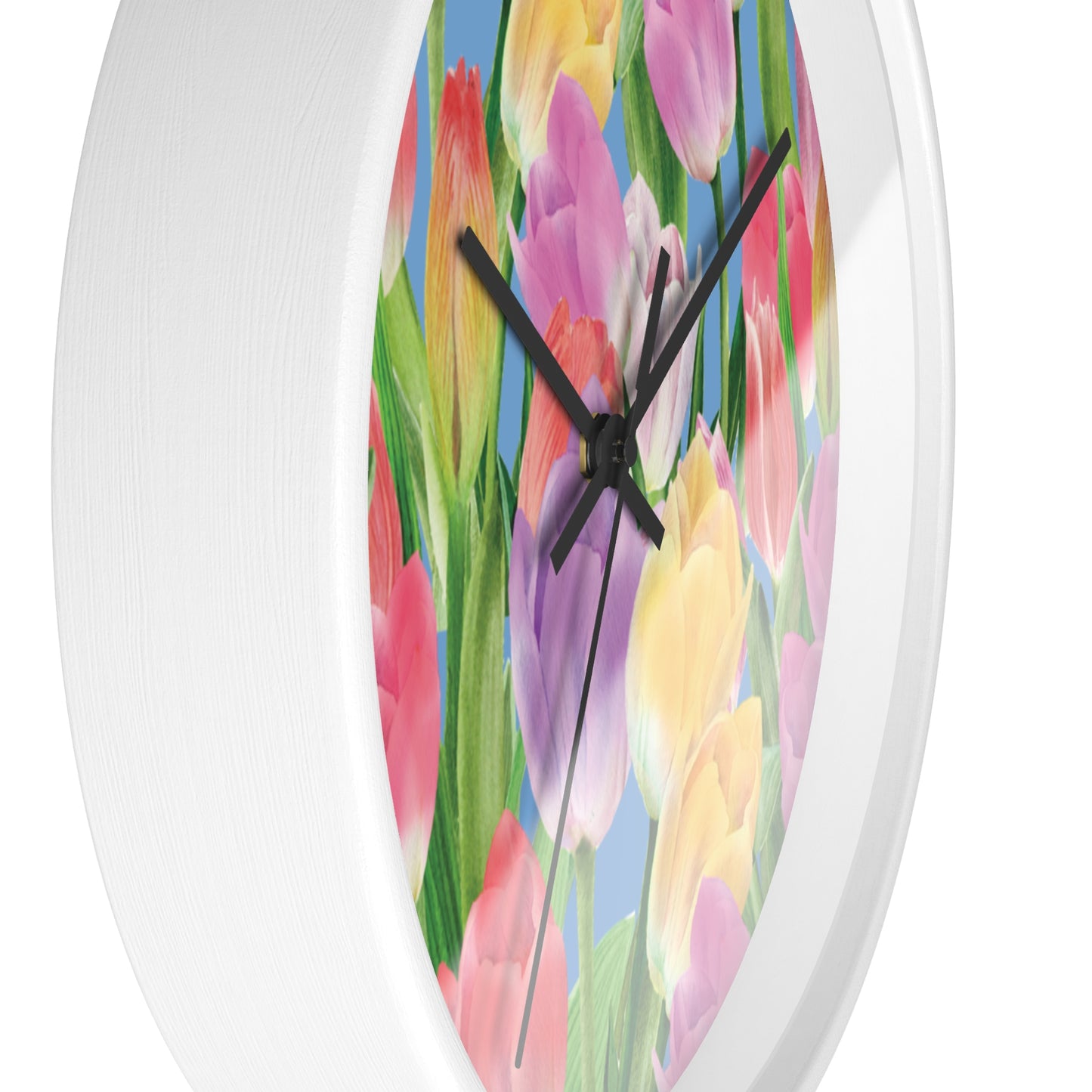 Tulip Sunrise Wall Clock with Light Blue Accents by Miss Daisy