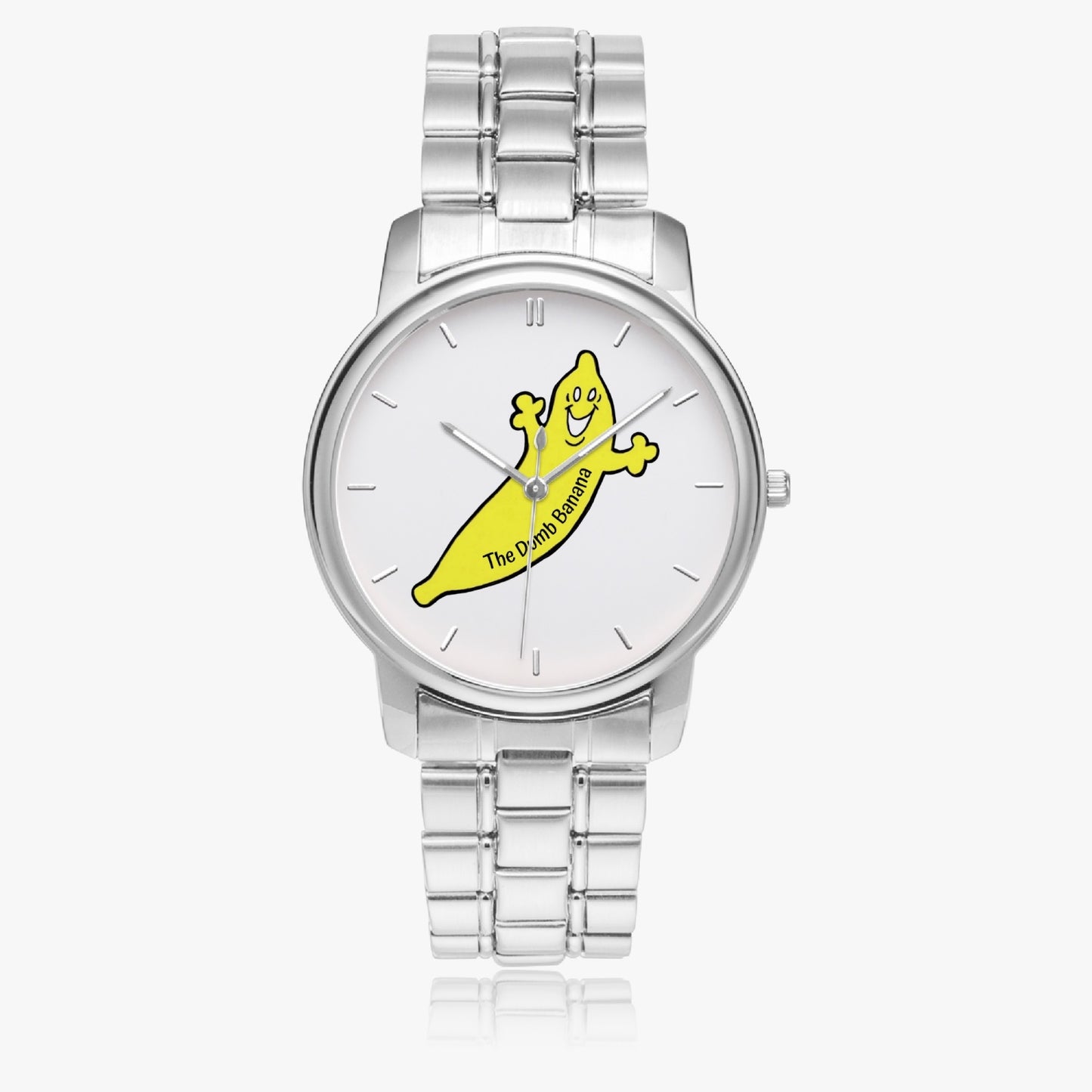 The Classic DUMB BANANA Stainless Steel Quartz Unisex Watch with Indicators & Folding Clasp